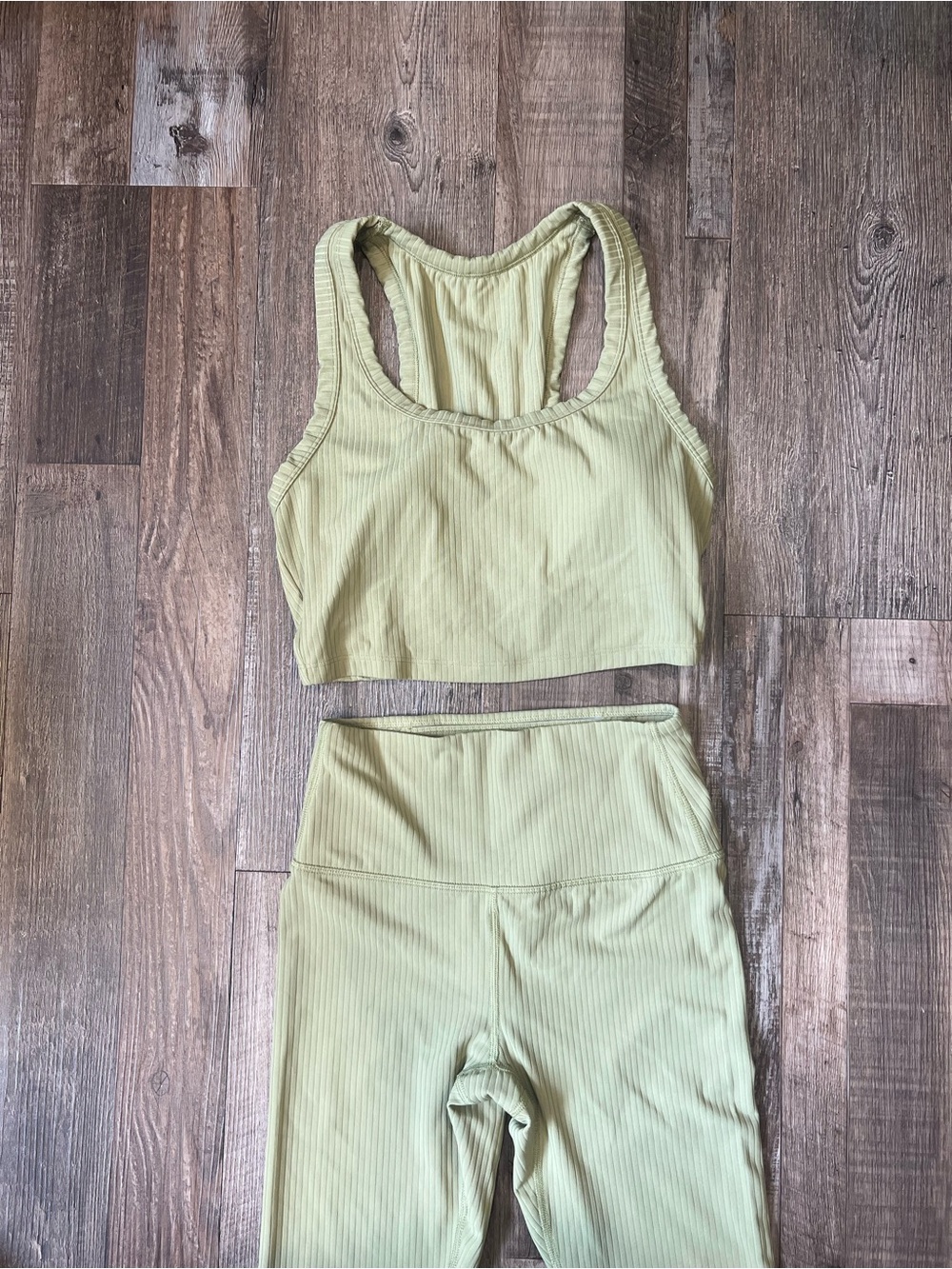 all in motion Light Green Ribbed Racerback Sports Bra & High-Waist Leggings